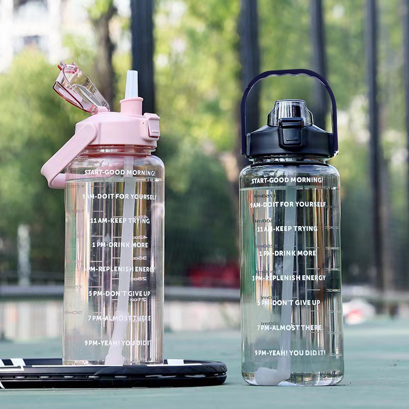Sports Equipment Types - 2 Liters Straw Plastic Water Bottle