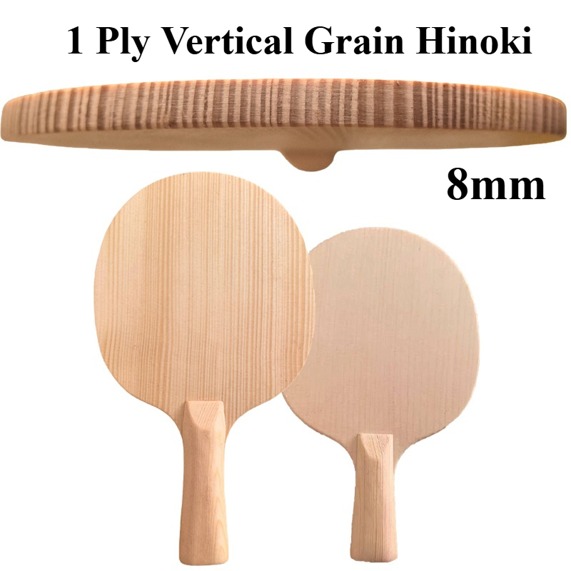 Table Tennis Paddle - 1-Ply 8mm Vertical Grain Hinoki Table