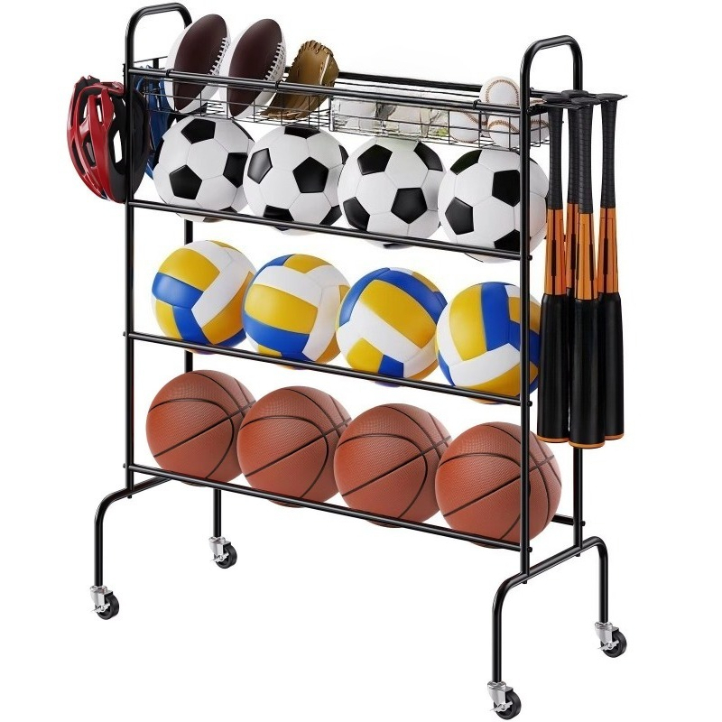 4-layer rolling basketball hoo - Sports Equipment Garage Storage 评论和价格