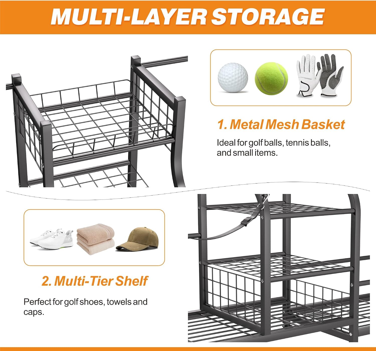 Golf Bag Storage Rack Organize - Sports Equipment Organizer 评论和价格