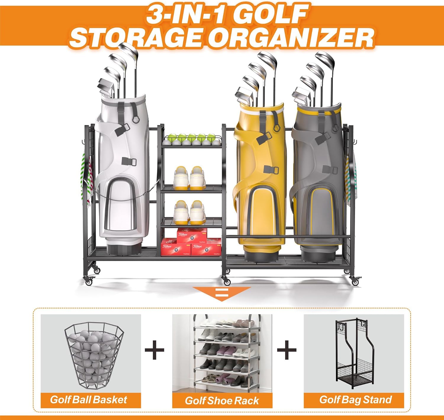 Golf Bag Storage Rack Organize - Sports Equipment Organizer 评论和价格
