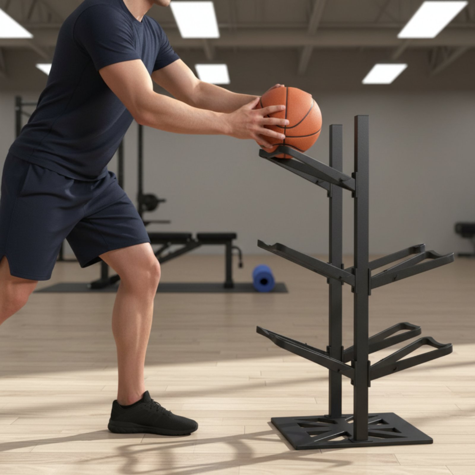 Basketball Rack Space Saving B - Sports Equipment Garage Storage 评论和价格