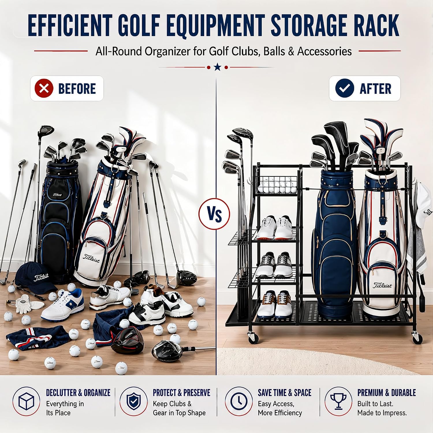 Heavy Duty Golf Bag Storage Ra - Sports Equipment Garage Storage 评论和价格