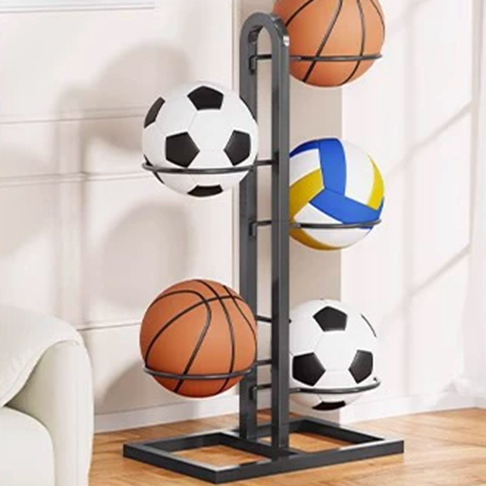 Foldable Basketball Rack Multi - Sports Equipment Garage Storage 评论和价格