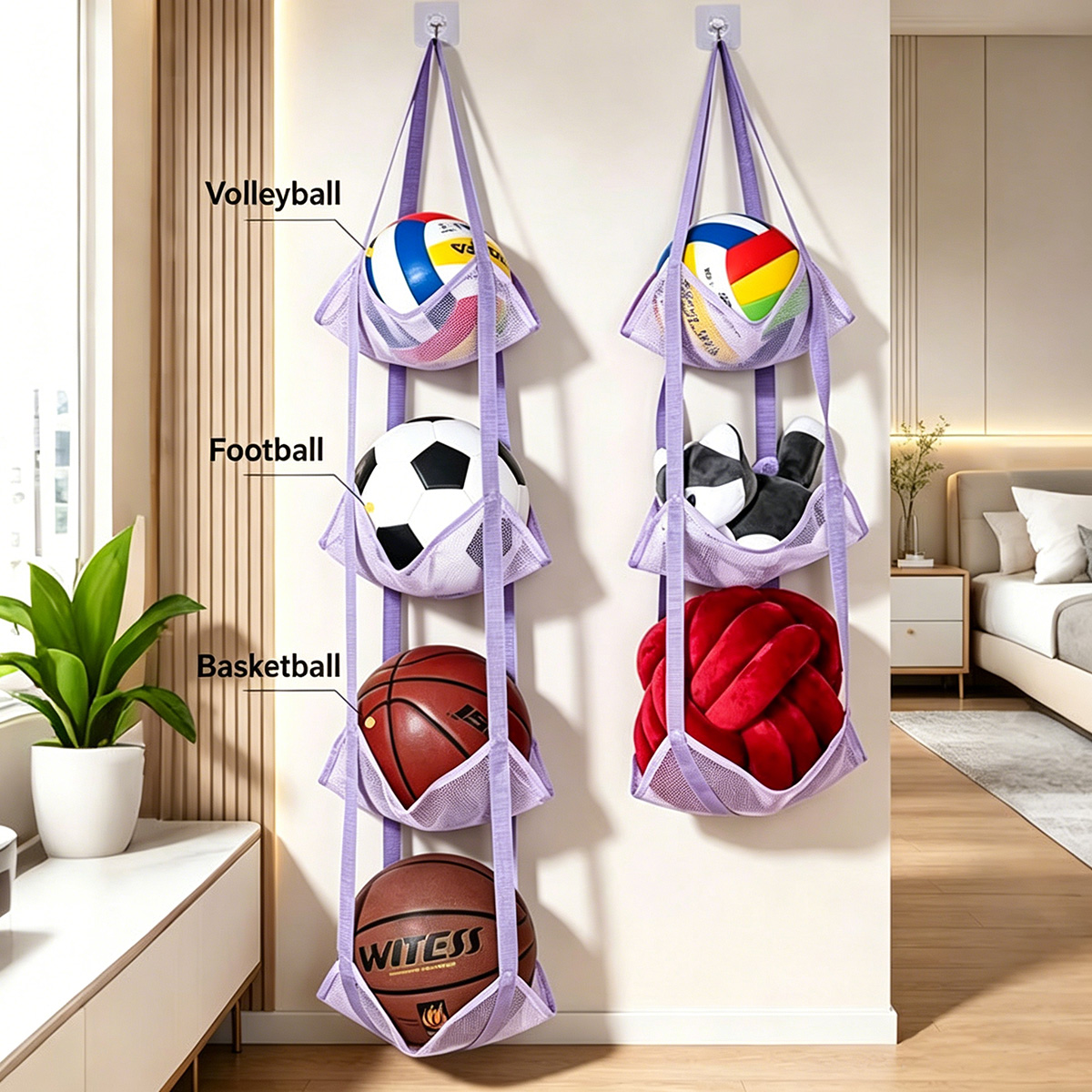3/4 Tier Hanging Ball Storage  - Sports Equipment Organizer 评论和价格