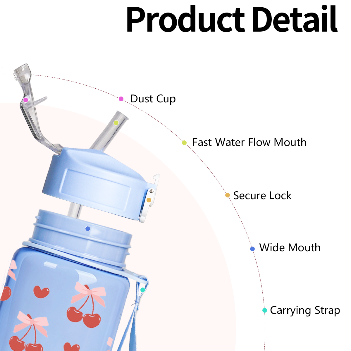Cute Cherry Print Plastic Wate - Sports Equipment Types 评论和价格